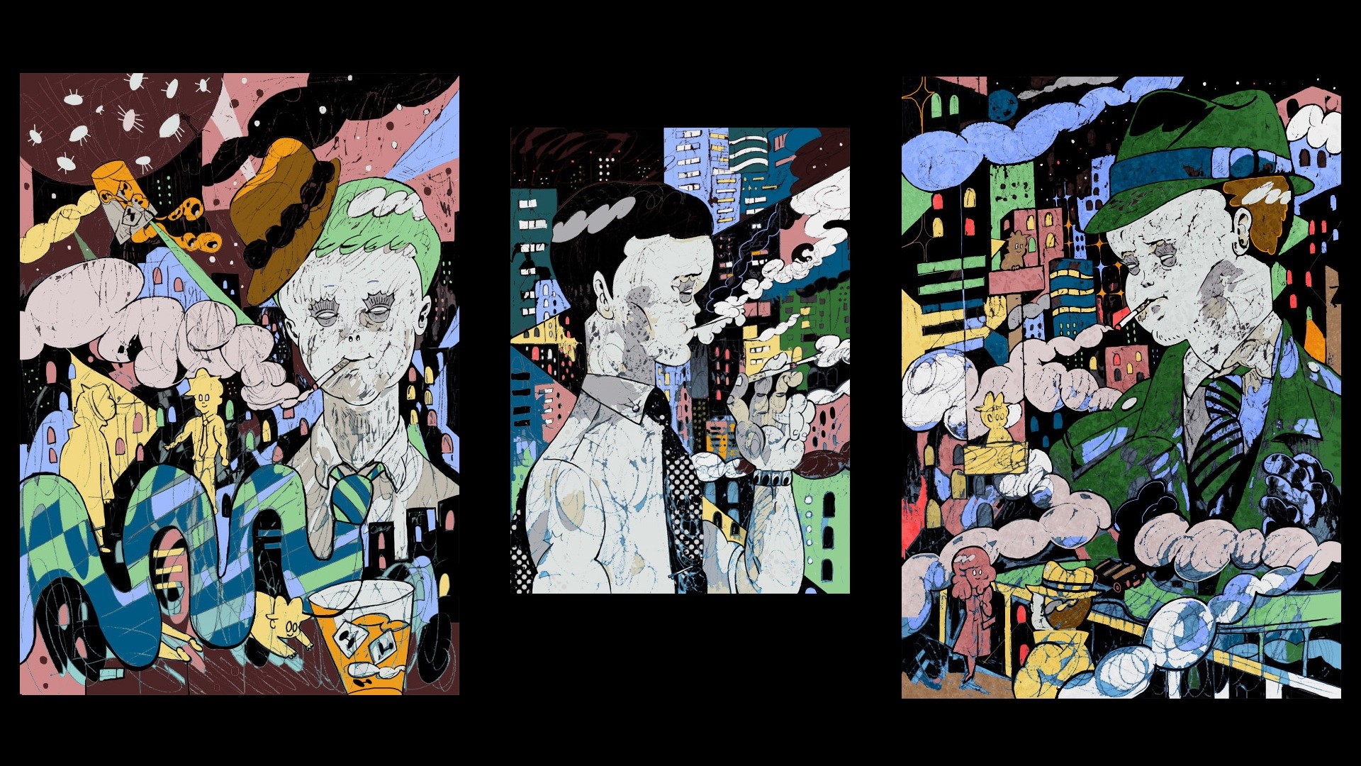 Pixiv, Triptych - desktop wallpaper