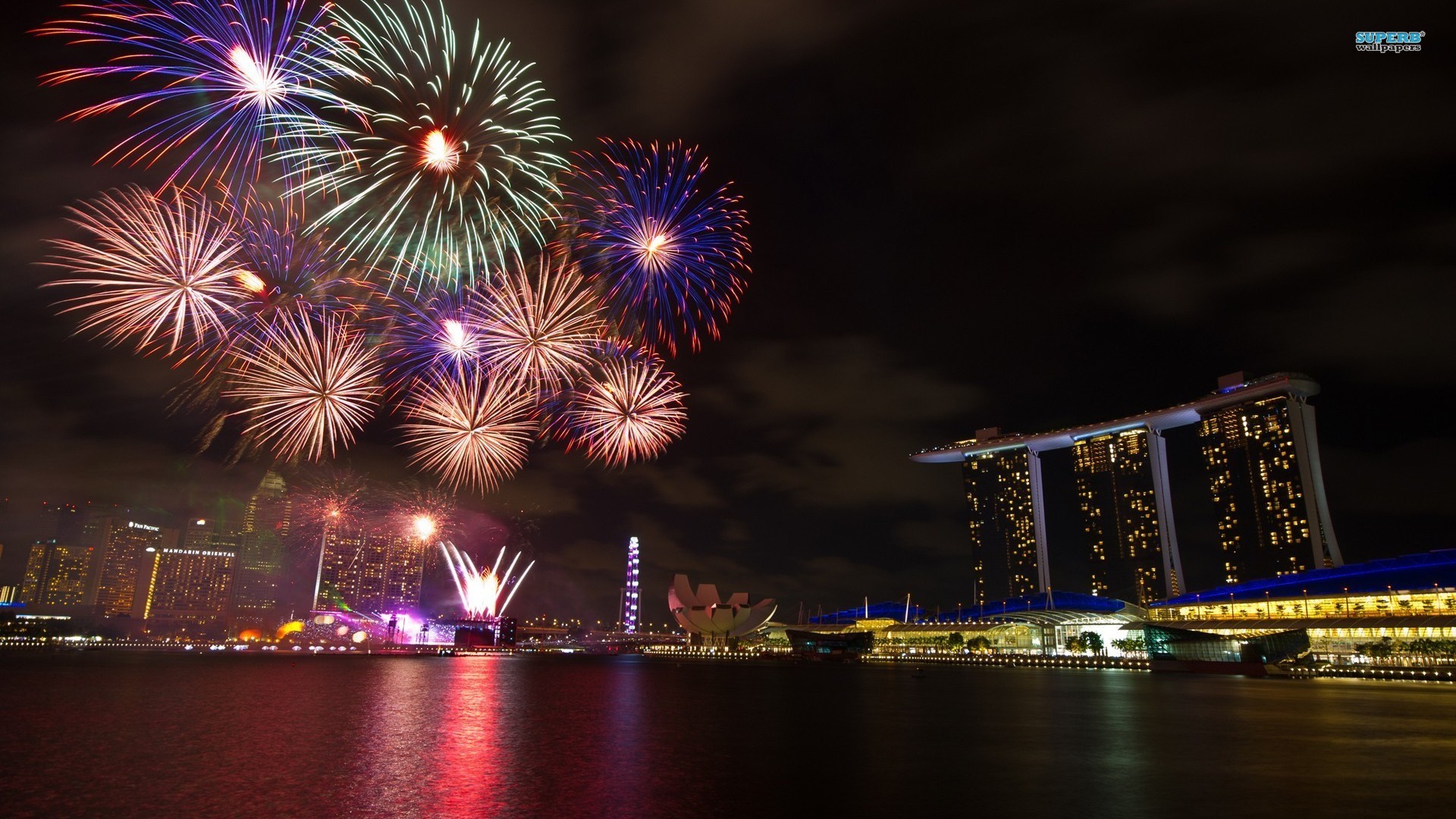 cityscapes, fireworks, Marina Bay Sands - desktop wallpaper