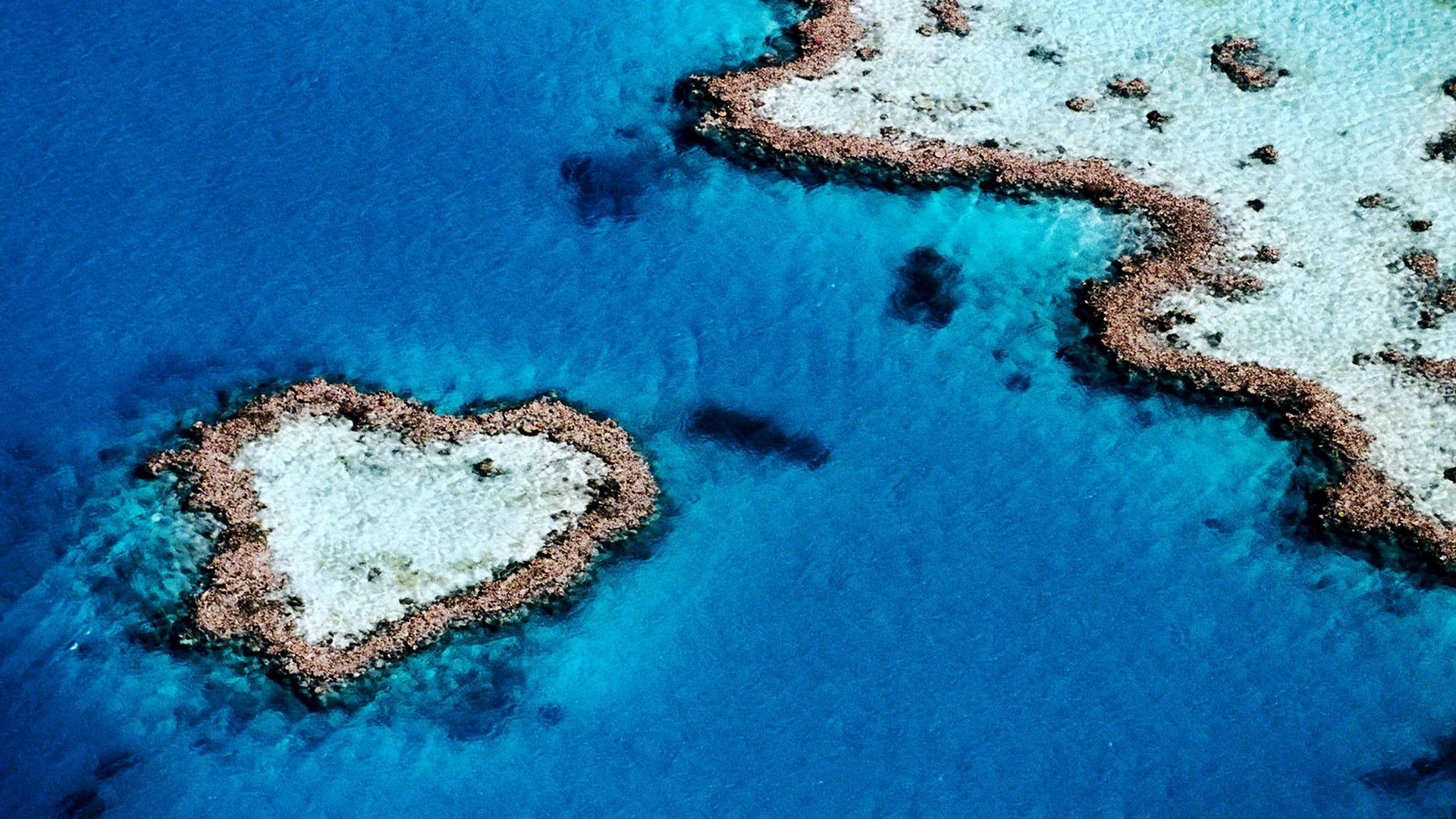 ocean, islands, hearts - desktop wallpaper