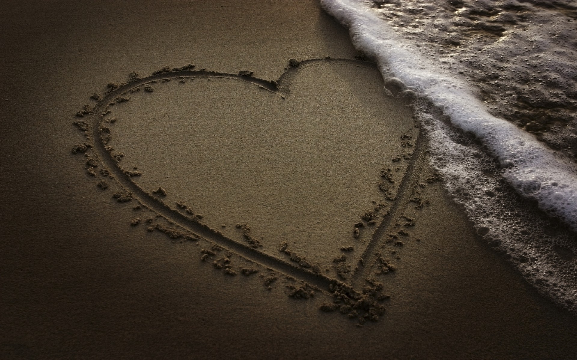 sand, models, hearts, sea, beaches - desktop wallpaper