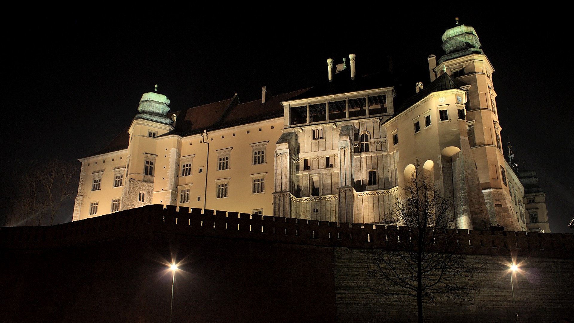night, Poland, Cracow, KrakÃÂ³w, Wawel - desktop wallpaper