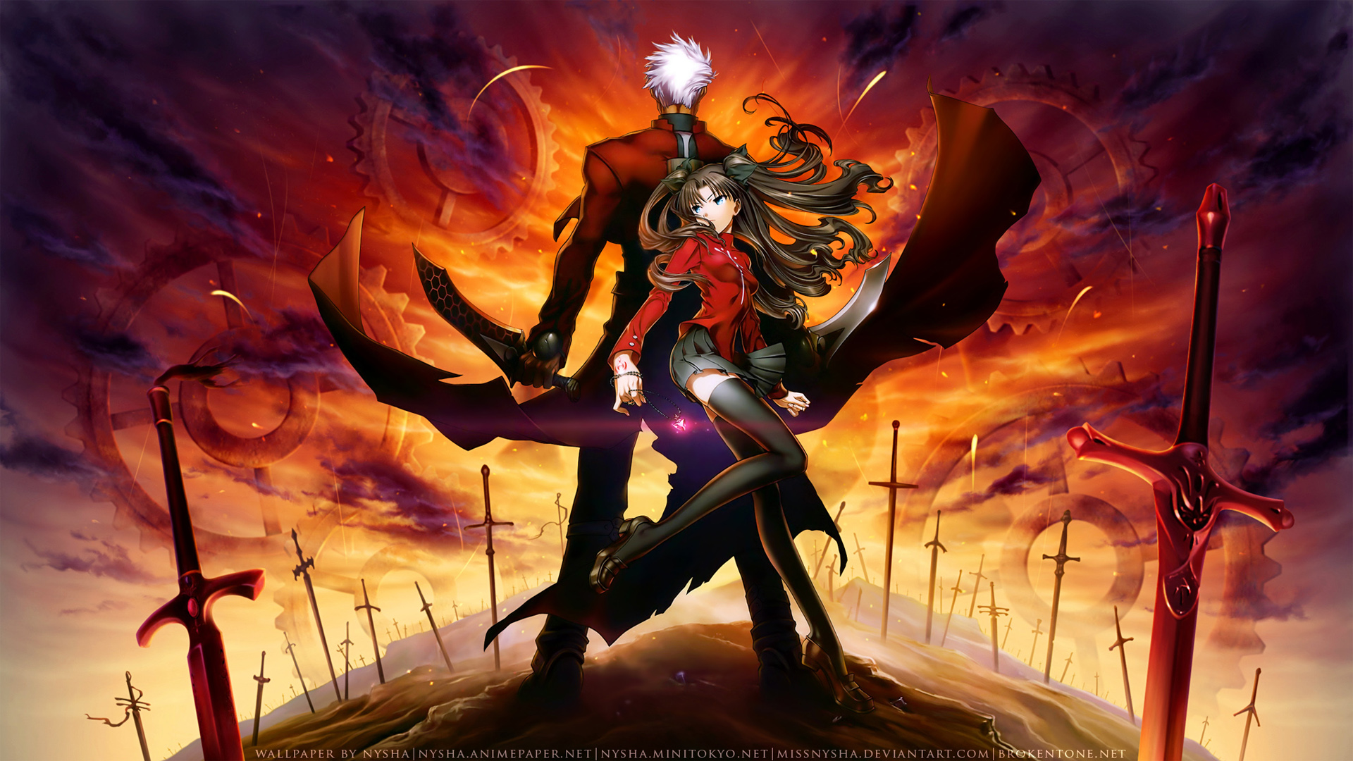 Fate/Stay Night, Tohsaka Rin, Type-Moon, Archer (Fate/Stay Night), Fate series - desktop wallpaper