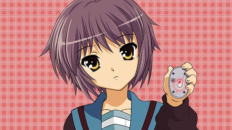 school uniforms, Nagato Yuki, The Melancholy of Haruhi Suzumiya, anime girls - desktop wallpaper