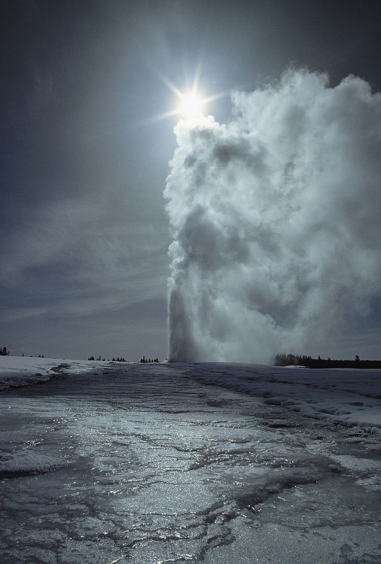winter, snow, Wyoming, Yellowstone, geysers, National Park - desktop wallpaper