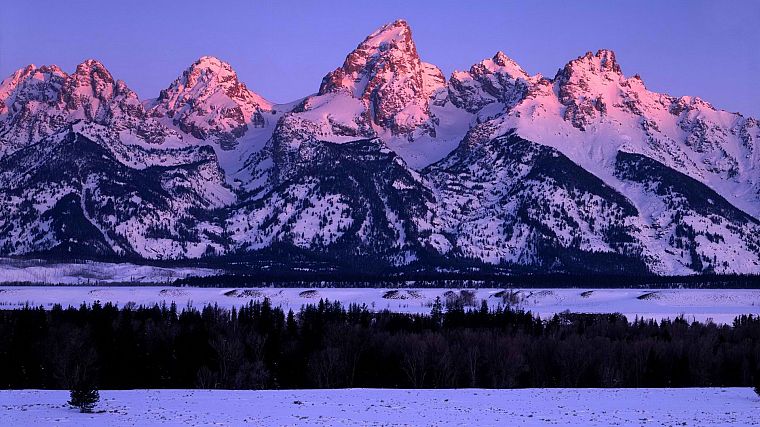 sunrise, Wyoming, Grand Teton National Park, glow, range, National Park - desktop wallpaper