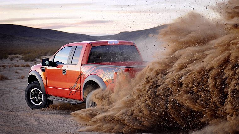 sand, orange, deserts, Ford, trucks, vehicles, Ford racing, Ford F-150 SVT Raptor, pickup trucks - desktop wallpaper