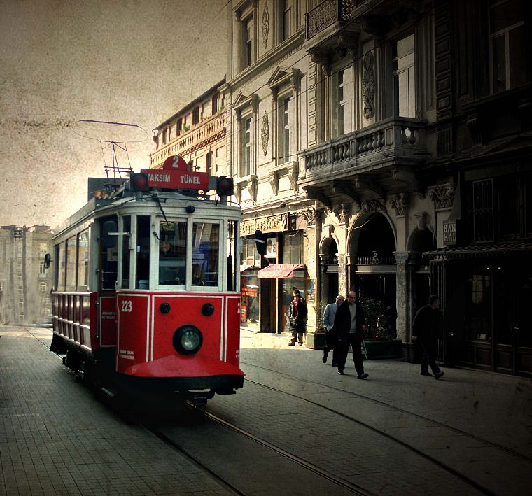 cityscapes, buildings, tram, Turkey, Istanbul, taksim, Istiklal street - desktop wallpaper