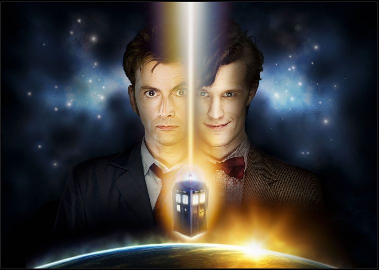 TARDIS, David Tennant, Matt Smith, Eleventh Doctor, Doctor Who, Tenth Doctor - desktop wallpaper