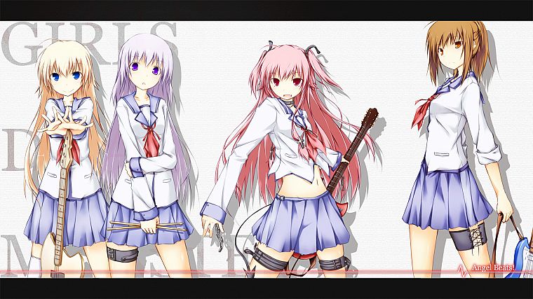 Angel Beats!, anime girls, Hisako, Yui (Angel Beats), Girls Dead Monster, Irie Miyuki, Sekine Shiori - desktop wallpaper