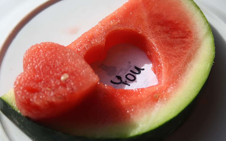 love, fruits, watermelons, hearts, creativity - desktop wallpaper