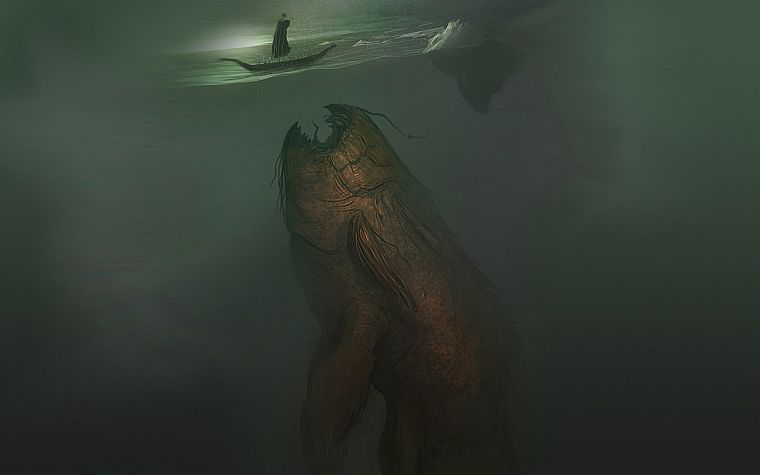 water, monsters, fish, fantasy art, artwork - desktop wallpaper
