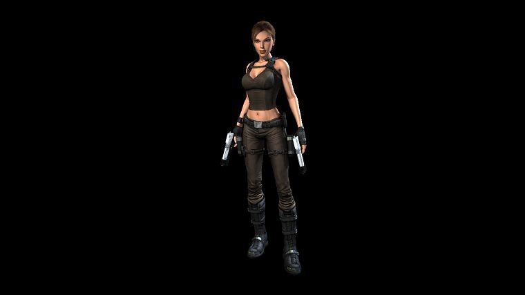 Tomb Raider, CGI, Lara Croft, weapons, black background - desktop wallpaper
