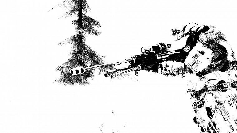 snow, trees, Halo, sniper rifles - desktop wallpaper