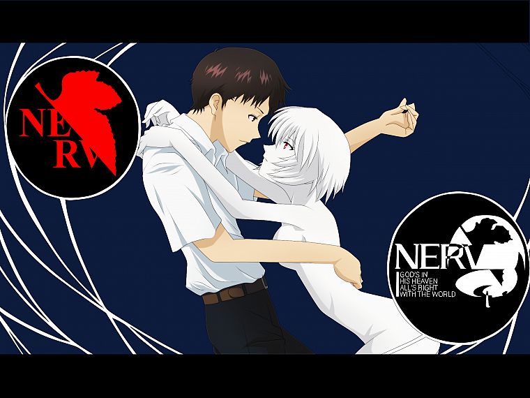 Ayanami Rei, Neon Genesis Evangelion, Ikari Shinji - desktop wallpaper