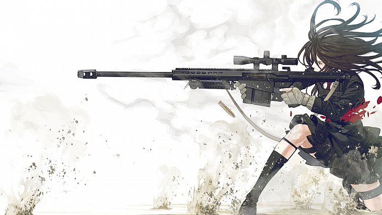 sniper rifles, anime, anime girls - desktop wallpaper