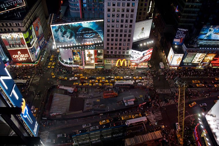 traffic, New York City, McDonalds, city lights, advertisement - desktop wallpaper