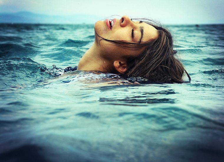 women, water, ocean, swimming, sea - desktop wallpaper