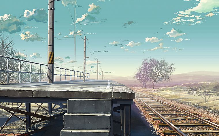 landscapes, illustrations, train stations, railroad tracks, railroads, platform - desktop wallpaper