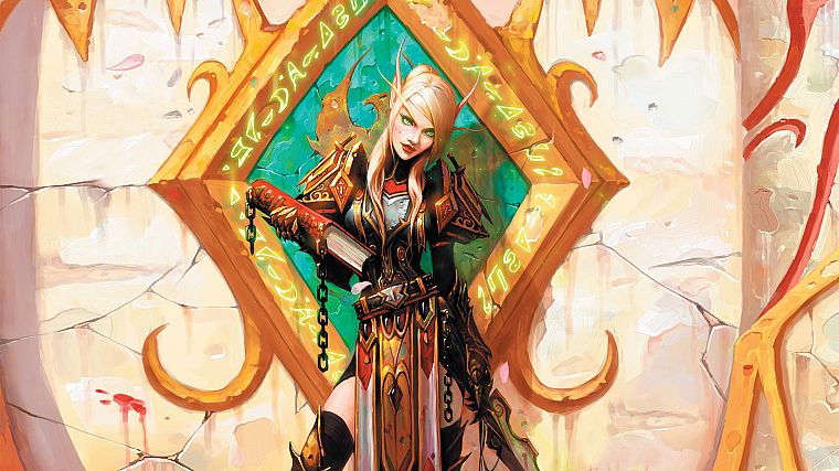 women, video games, World of Warcraft, Blood Elf, horde, paladin - desktop wallpaper