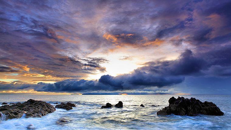 ocean, clouds, nature, rocks, skyscapes, sea - desktop wallpaper