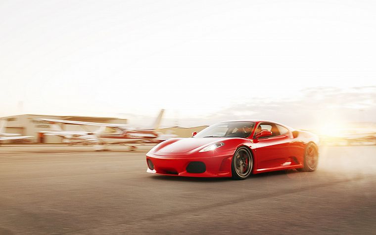 cars, airports, red cars, Ferrari F430 - desktop wallpaper