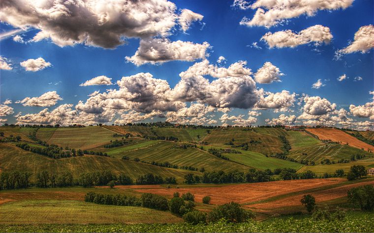 clouds, landscapes, nature, fields - desktop wallpaper