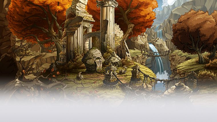 landscapes, stones, mushrooms, imagination, waterfalls - desktop wallpaper