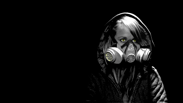 women, gas masks - desktop wallpaper