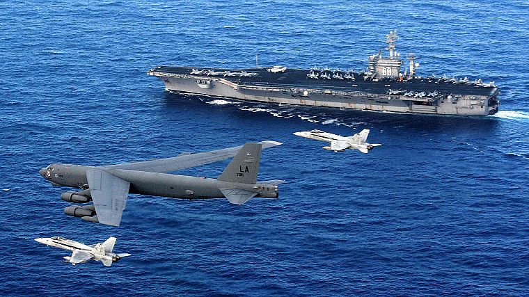 aircraft, military, bomber, navy, B-52 Stratofortress, vehicles, aircraft carriers, F-18 Hornet - desktop wallpaper