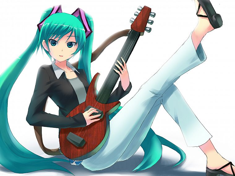 Vocaloid, Hatsune Miku, guitars, anime girls - desktop wallpaper