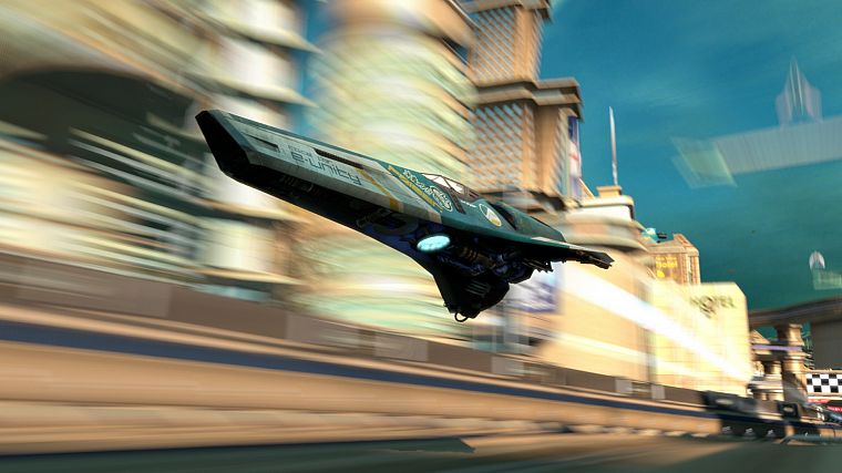 video games, aircraft, futuristic, PlayStation, Wipeout, vehicles, Wipeout HD, blurred, levitation, race ship - desktop wallpaper