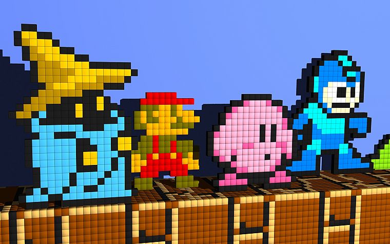Kirby, Mario, Mega Man, Vivi (Final Fantasy IX) - desktop wallpaper