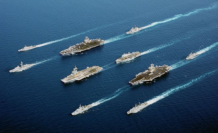 ocean, navy, aircraft carriers, fleet - desktop wallpaper