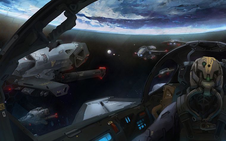 outer space, planets, spaceships, artwork, vehicles - desktop wallpaper