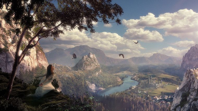 mountains, clouds, landscapes, realistic, Daniel Kvasznicza - desktop wallpaper