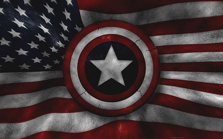 Captain America, Marvel Comics, American Flag - desktop wallpaper