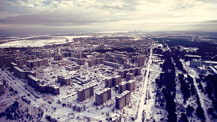 winter, snow, Pripyat, Chernobyl, abandoned city, cities - desktop wallpaper