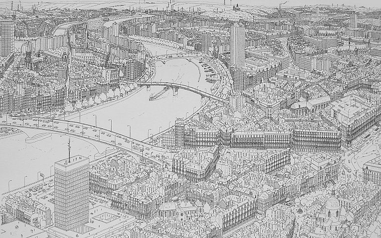 cityscapes, bridges, buildings, drawn, rivers - desktop wallpaper