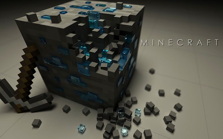 video games, Minecraft, diamonds, pickaxes - desktop wallpaper