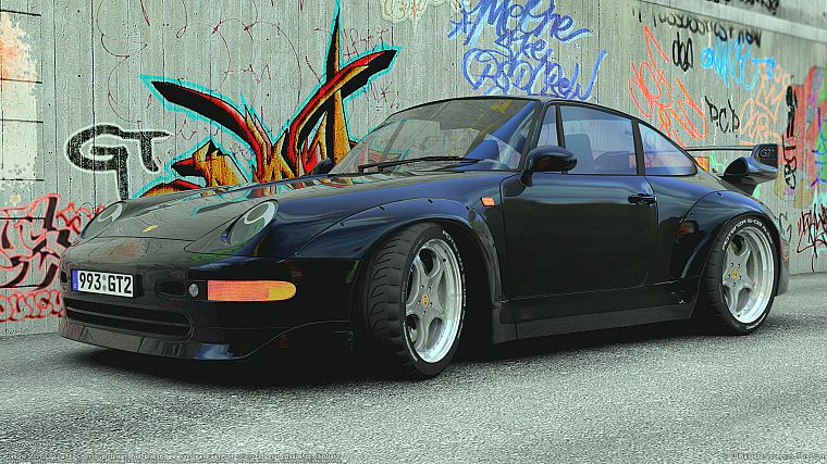 Porsche, cars, graffiti, Porsche 911, black cars - desktop wallpaper