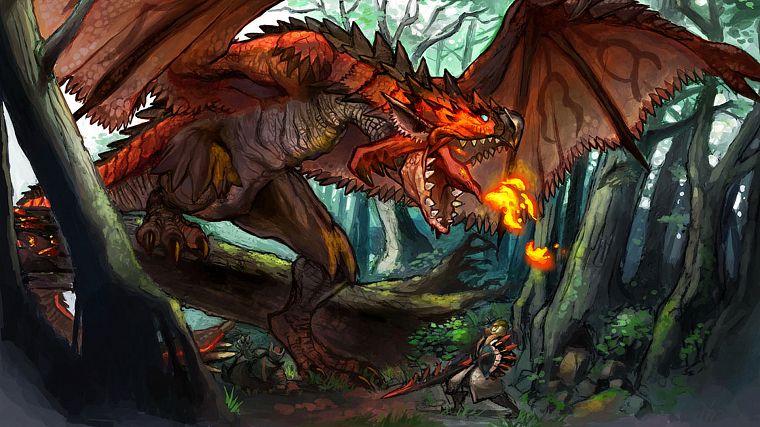 video games, dragons, Monster Hunter, fantasy art, Rathalos - desktop wallpaper