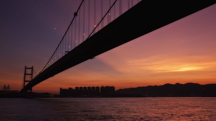 sunset, landscapes, bridges - desktop wallpaper