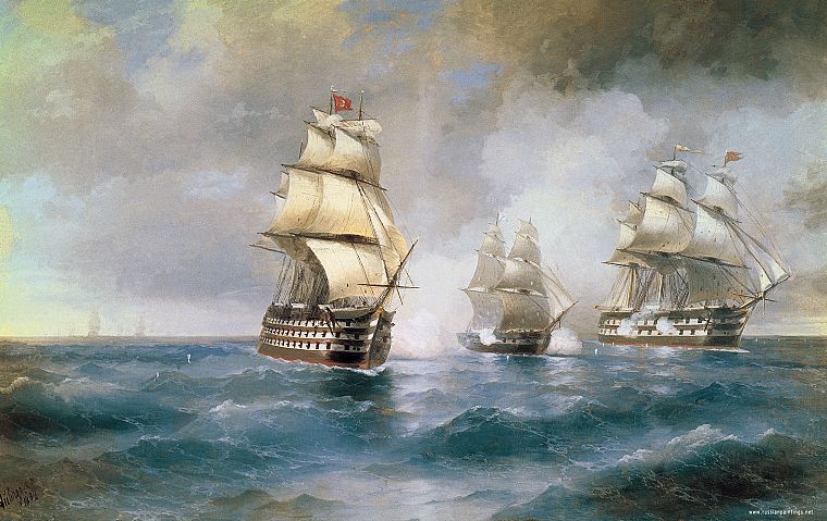 paint, battles, artwork, sail ship, Ivan Aivazovsky - desktop wallpaper