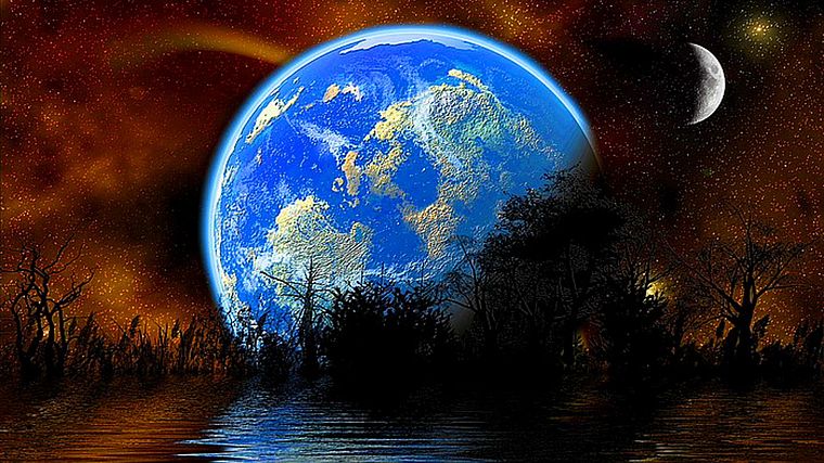 planets, Moon, Earth, skyscapes - desktop wallpaper