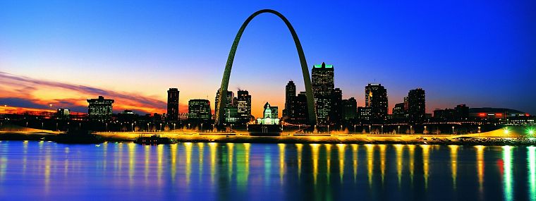 cityscapes, night, multicolor, St Louis, St. Louis Arch - desktop wallpaper