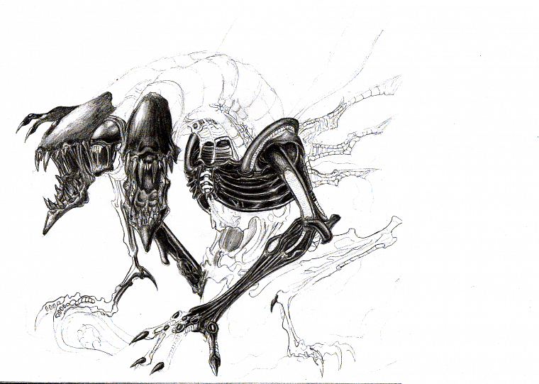 monsters, sketches, alien life forms, pencils - desktop wallpaper