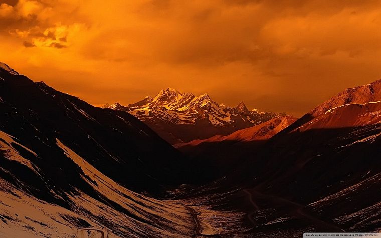 mountains, landscapes, orange - desktop wallpaper