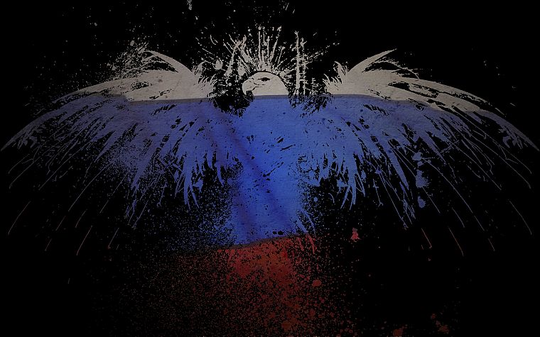 Russia, eagles, flags - desktop wallpaper