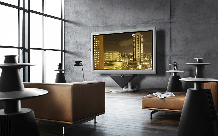 TV, couch, home, interior, 3D - desktop wallpaper