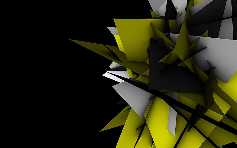 abstract, shapes, geometry, digital art, black background - desktop wallpaper